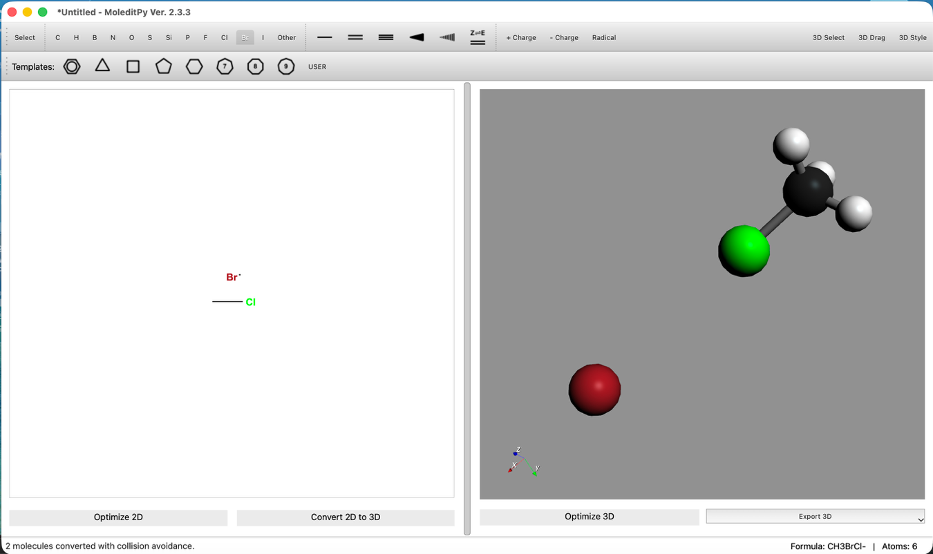 Molecule drawing and 3D conversion